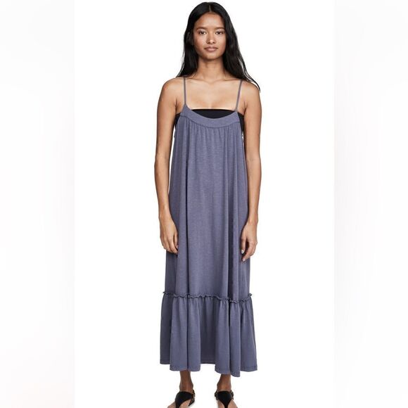 Sundry Dress Womens size M Slip tiered Maxi pigment Navy Minimalist Boho Cotton - Picture 1 of 11